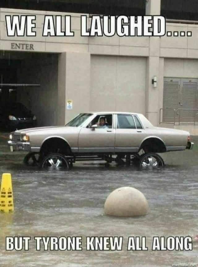 WE ALL LAUGHED.... ENTER BUT TYRONE KNEW ALL ALONG. WET FLOOR.