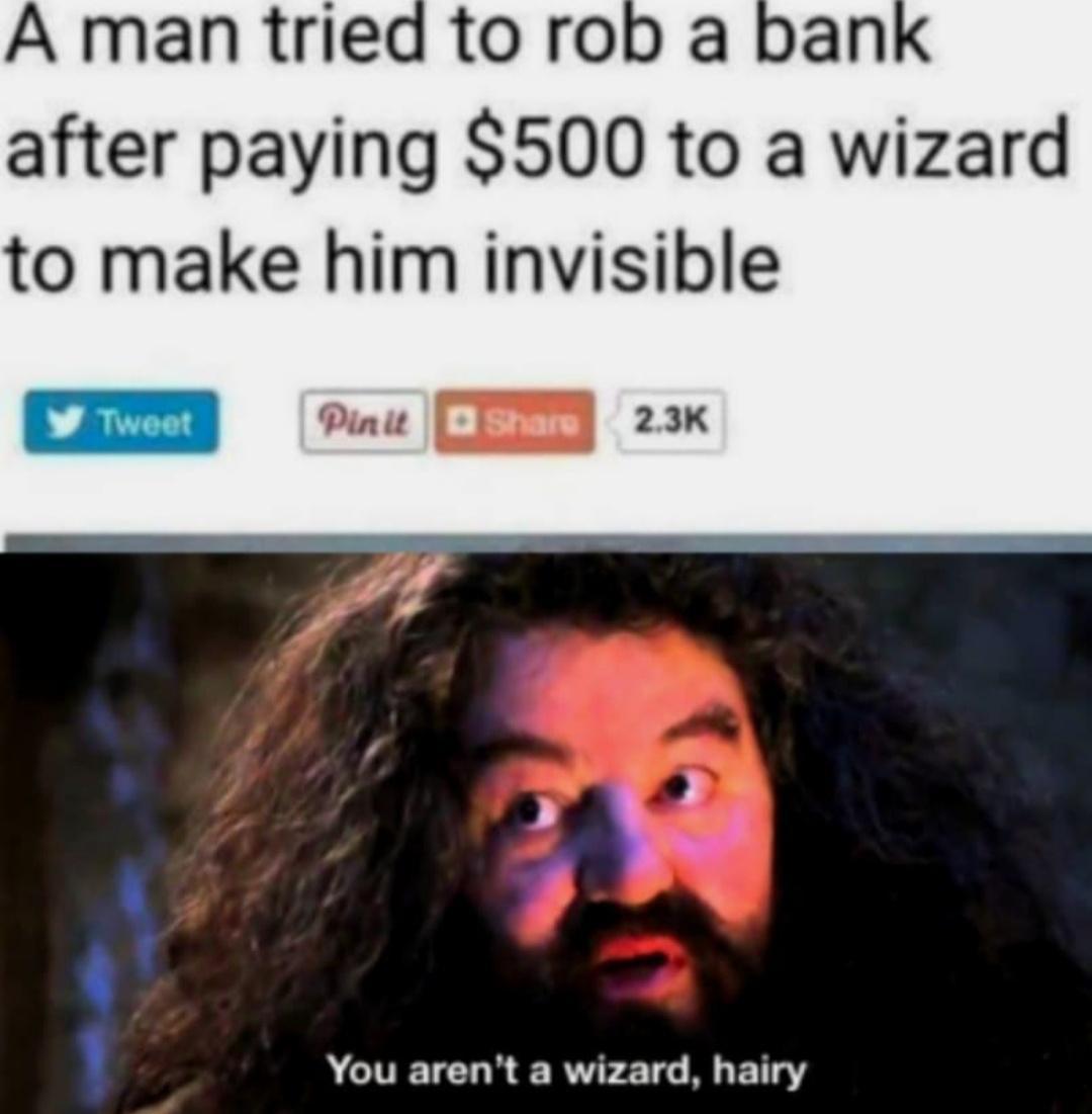 A man triec after paying 500 to a wizard to make him invisible You arent a wizard hairy