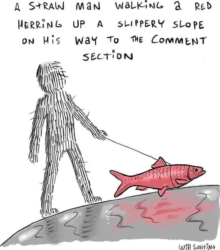 A SHRAW M3AN WaLKaNG 3 Red UERRING UP A SLIPPERY SLopE on His Way To CommenT SECTiON 2 SantiNe