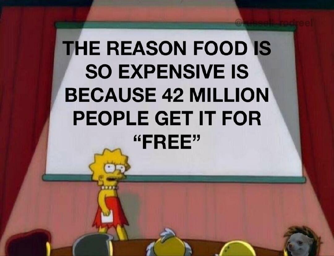 THE REASON FOOD IS SO EXPENSIVE IS BECAUSE 42 MILLION PEOPLE GET IT FOR “FREE”