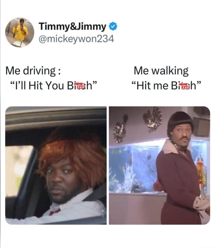 1 TimmyJimmy mickeywon234 Me driving Me walking Ill Hit You Bizsh Hit me Bitmh