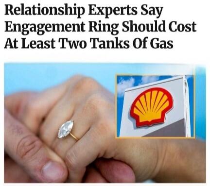 Relationship Experts Say Engagement Ring Should Cost At Least Two Tanks Of Gas