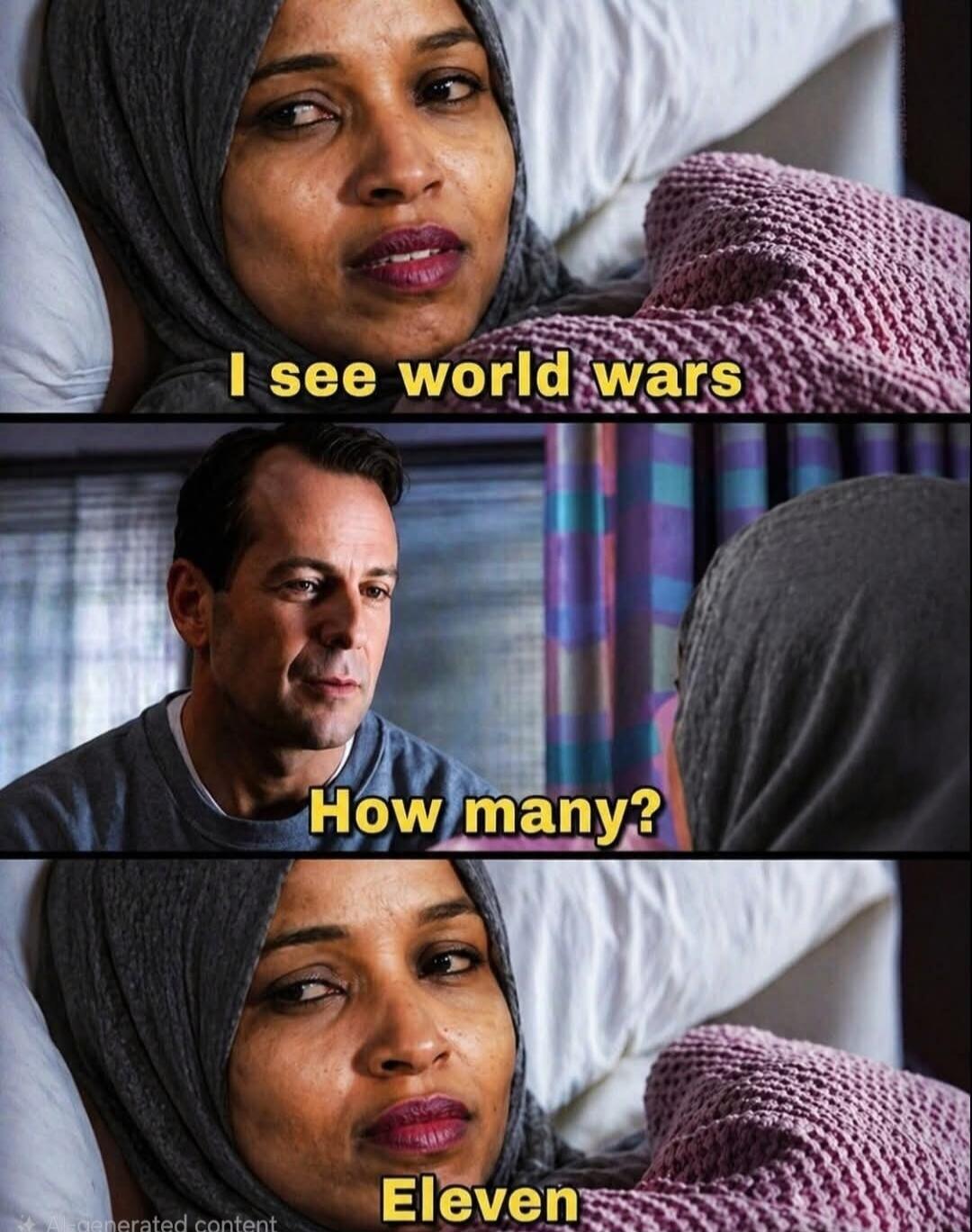 I see world wars How many? Eleven