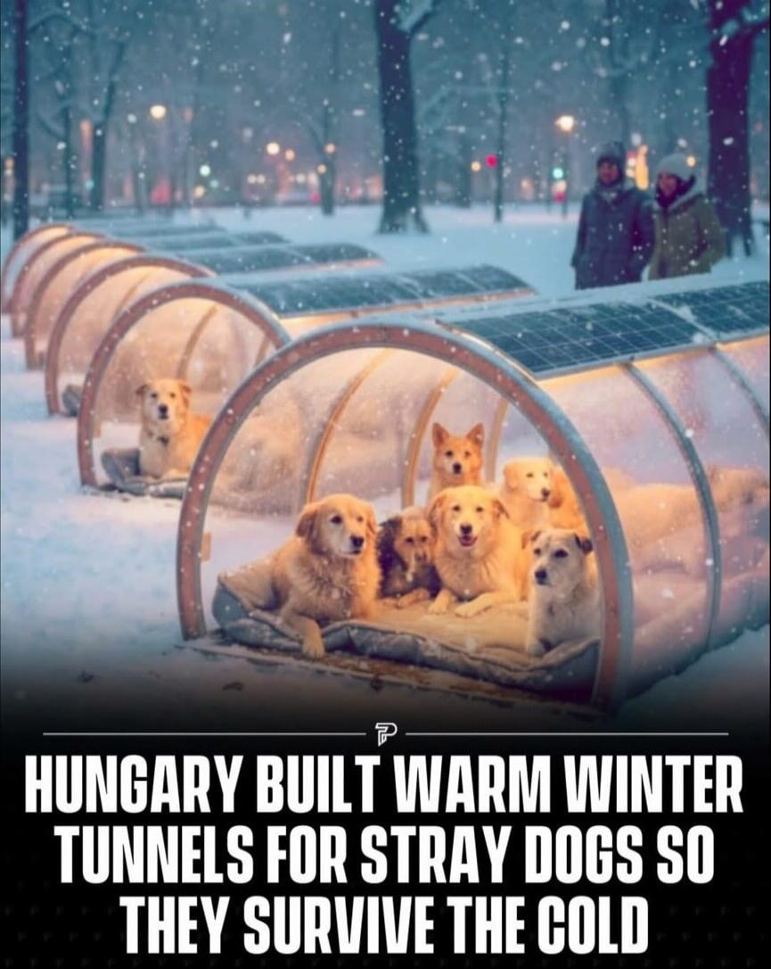 Hungary built warm winter tunnels for stray dogs so they survive the cold