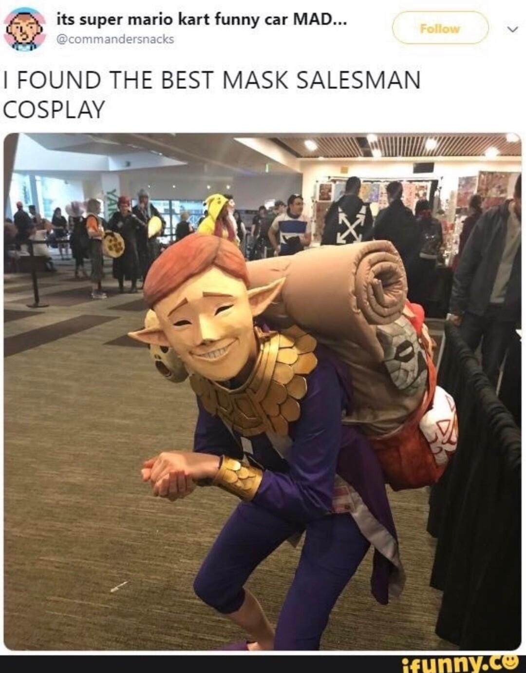 its super mario kart funny car MAD FOUND THE BEST MASK SALESMAN COSPLAY