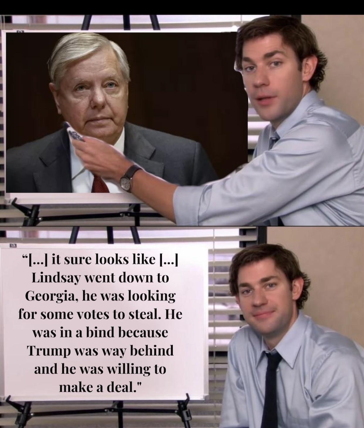 it sure looks like Lindsay went down to Georgia he was looking some voles Lo steal He was in a bind because Trump was way behind and he was willing to ke a dea it vanewsweekcomindsey gahan subpoena tesiy georgiaglen cscher 1722572