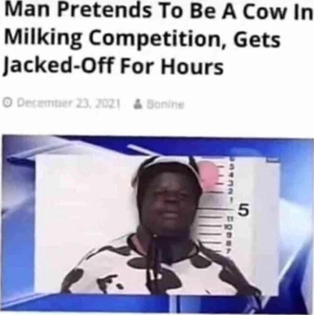 Man Pretends To Be A Cow In Milking Competition Gets Jacked Off For Hours