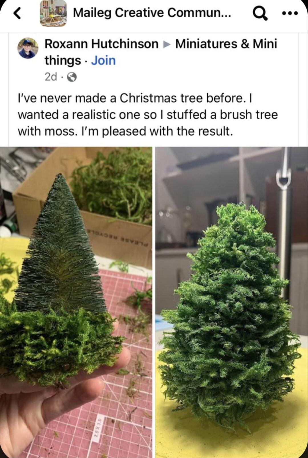 Maileg Creative Commun Q ee Roxann Hutchinson Miniatures Mini b things Join 2d Q Ive never made a Christmas tree before wanted a realistic one so stuffed a brush tree with moss Im pleased with the result