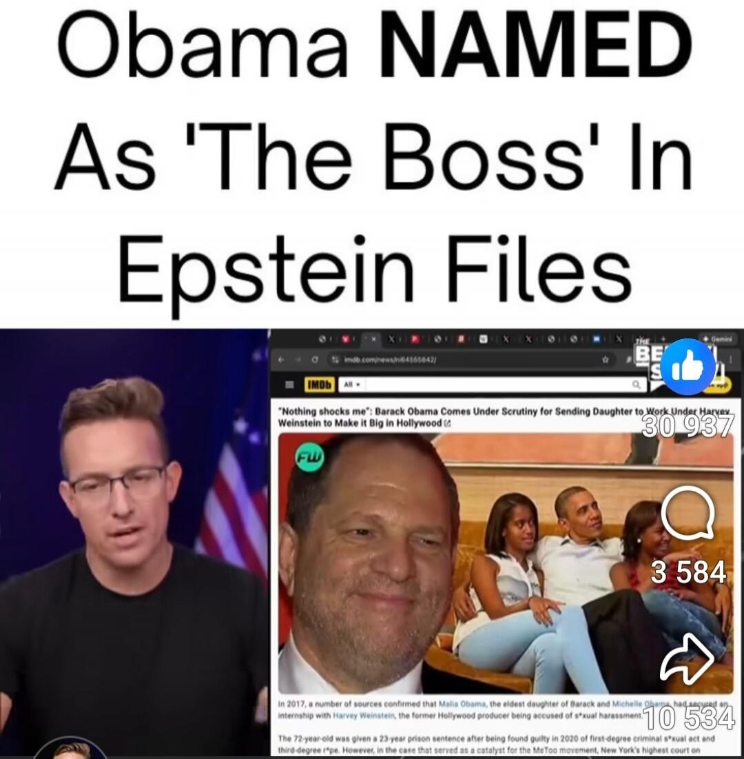 Obama NAMED As 'The Boss' In Epstein Files