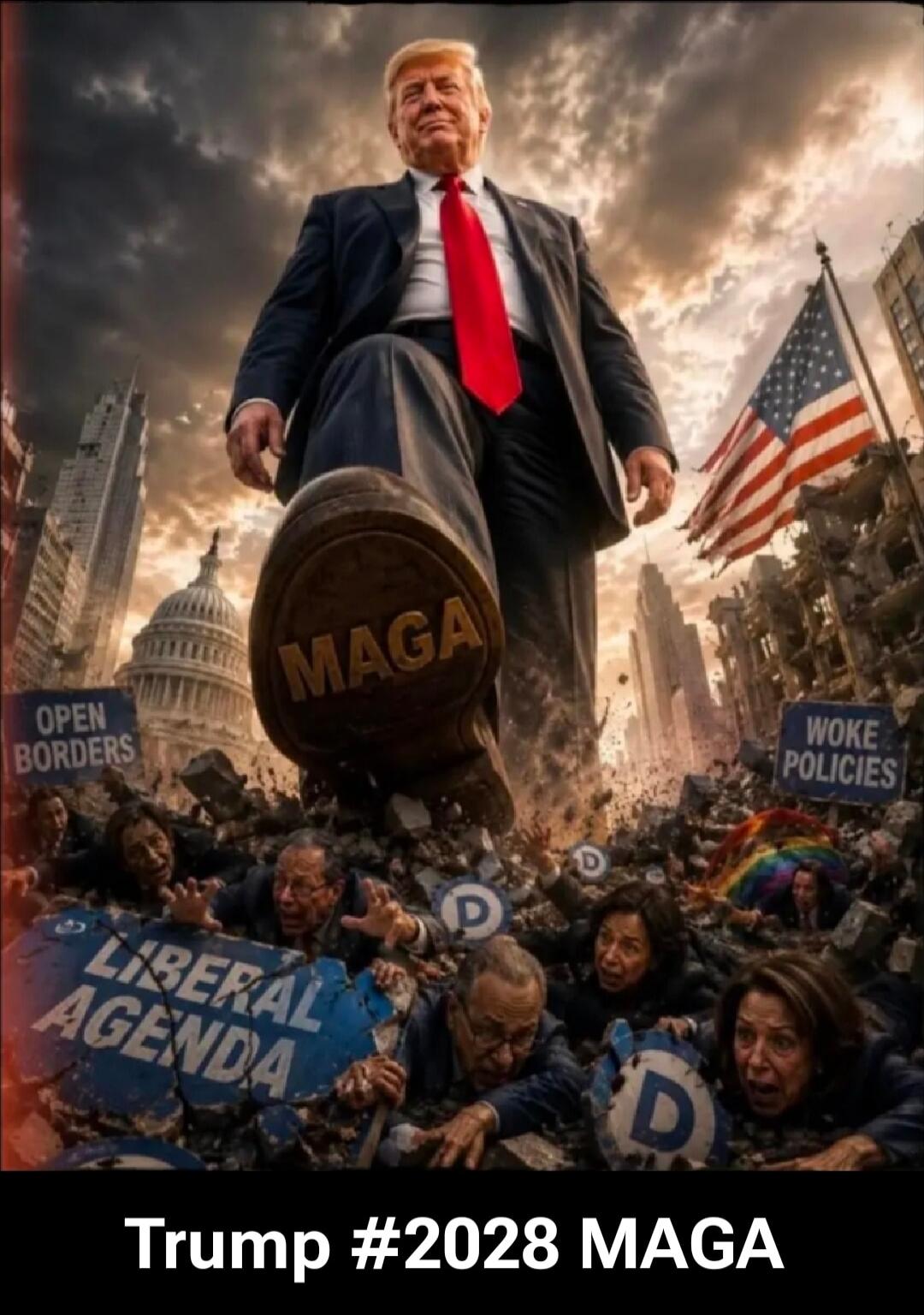 MAGA OPEN BORDERS LIBERAL AGENDA WOKE POLICIES Trump #2028 MAGA