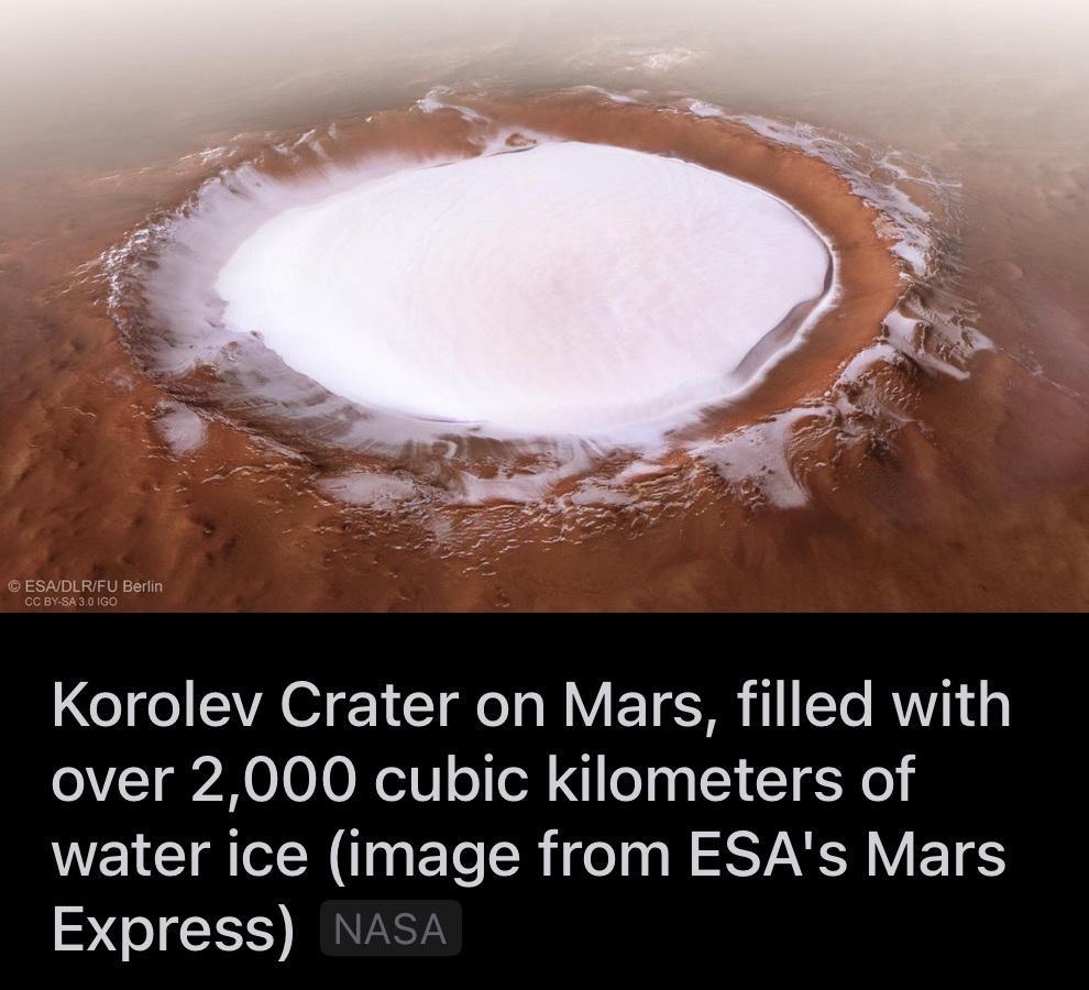 Korolev Crater on Mars filled with over 2000 cubic kilometers of water ice image from ESAs Mars SRS in Spaceporn by EclipseEpidemic RIERCRIL