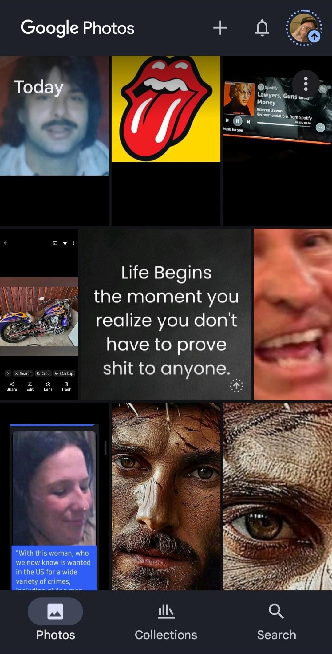 Google Photos Today Spotify Lawyers, Guns and Money Warren Zevon Recommendations from Spotify Music for you 02:25 / 03:30 Search Crop Markup Share Edit Lens Trash Life Begins the moment you realize you don't have to prove shit to anyone. With this woman, who we now know is wanted in the US for a wide variety of crimes, including giving men Photos C