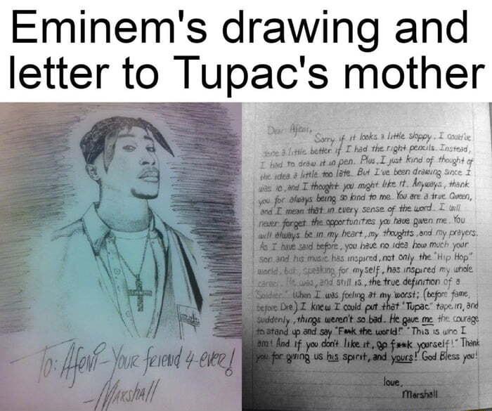 Eminems drawing and letter to Tupacs mother