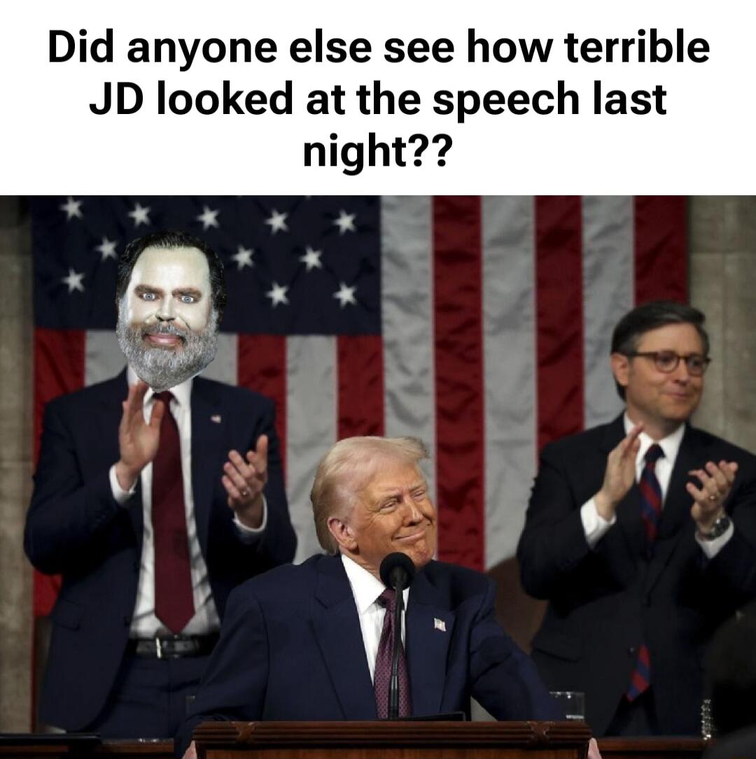 Did anyone else see how terrible JD looked at the speech last night