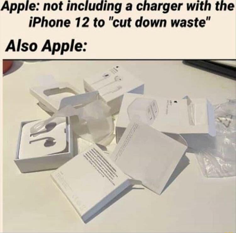 Apple not including a charger with the iPhone 12 to cut down waste Also Apple