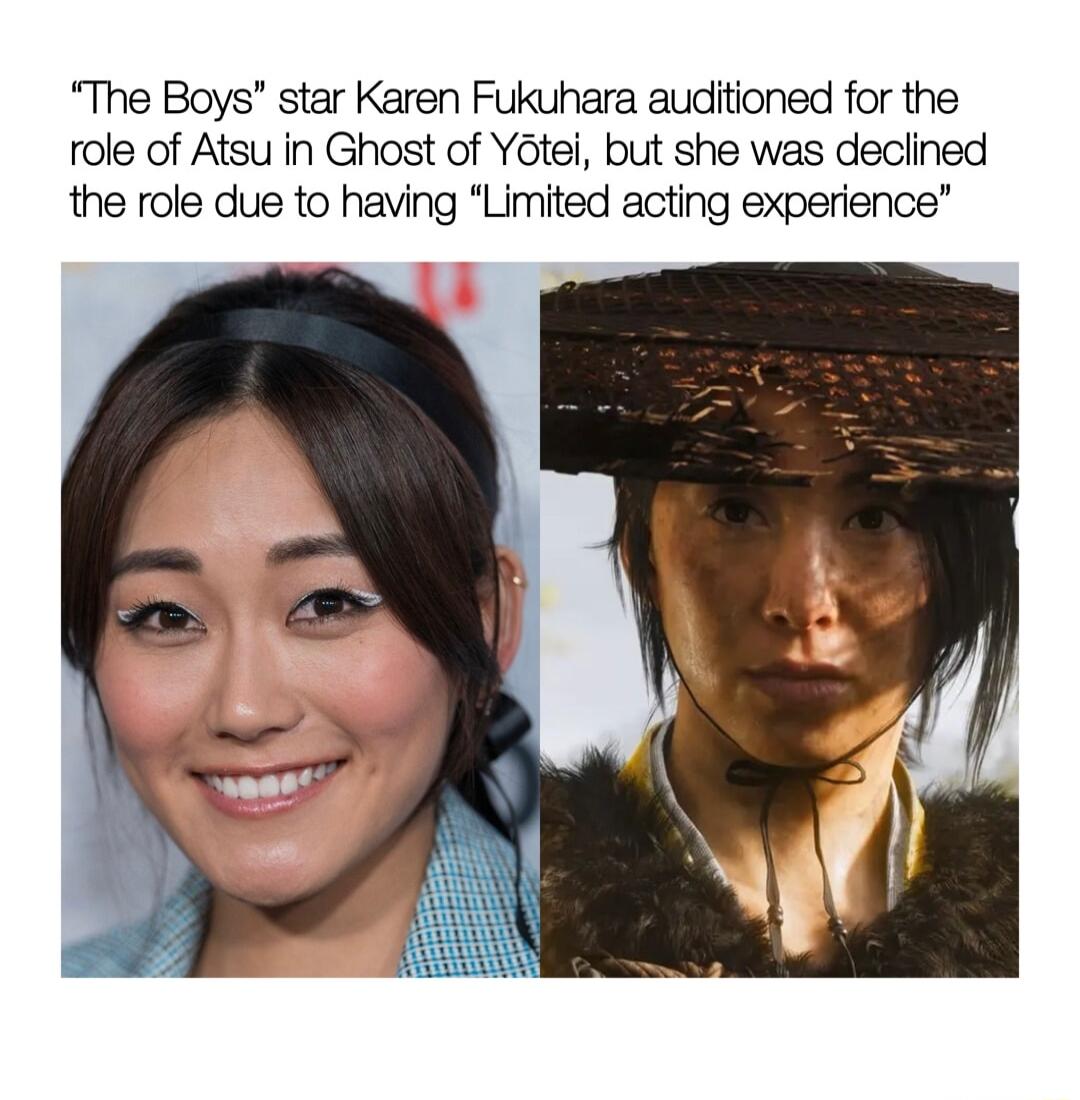 The Boys star Karen Fukuhara auditioned for the role of Atsu in Ghost of Yotel but she was declined the role due to having Limited acting experience