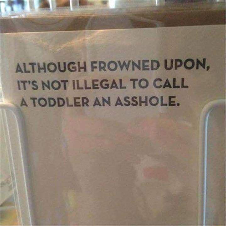 Luidt ALTHOUGH FROWNED ITS NOT ILLEGAL TO CALL ATODDLER AN ASSHOLE