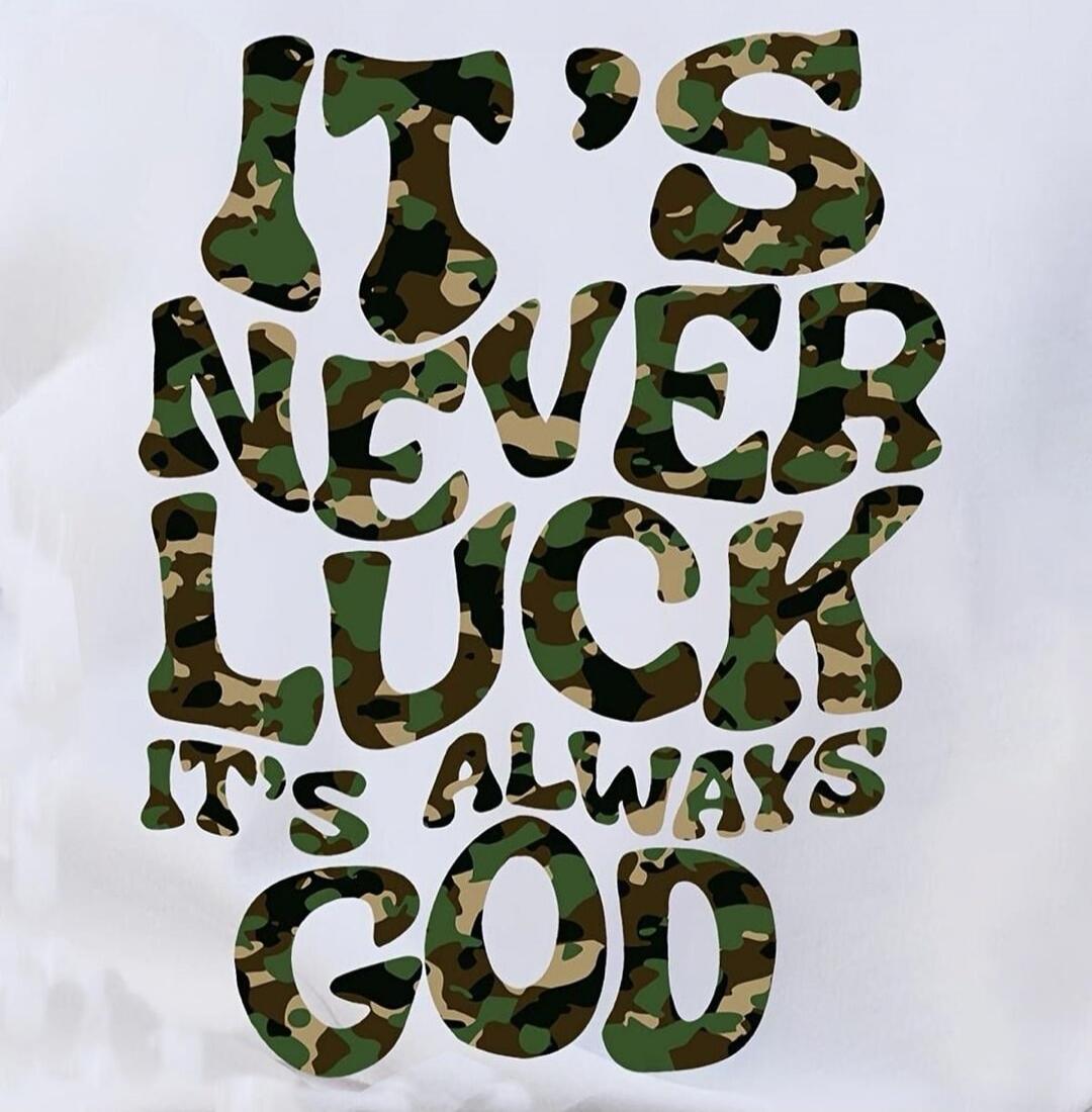 IT'S NEVER LUCK IT'S ALWAYS GOD