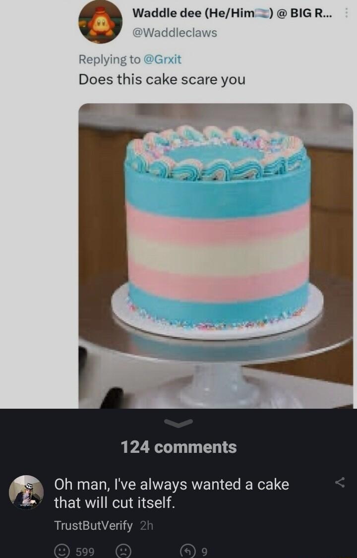 Waddle dee HeHim BIGR Does this cake scare you 124 comments Oh man Ive always wanted a cake that will cut itself TrustButVerify