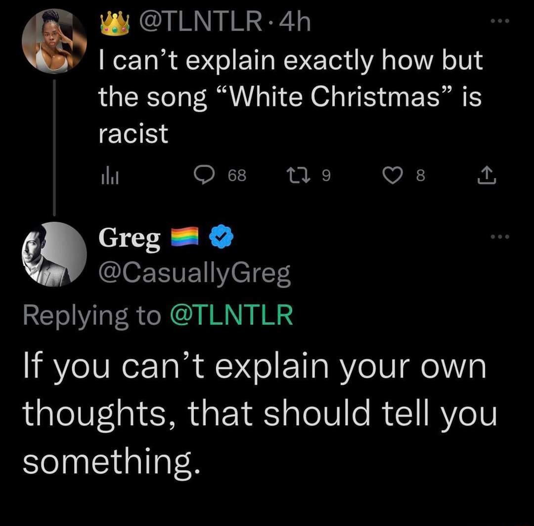 o W TLNTLR 4h cant explain exactly how but LGIEREC T T TN O TS i EE El ihi Oes Mo Qs 7 Xod K CasuallyGreg Replying to TLNTLR If you cant explain your own thoughts that should tell you something