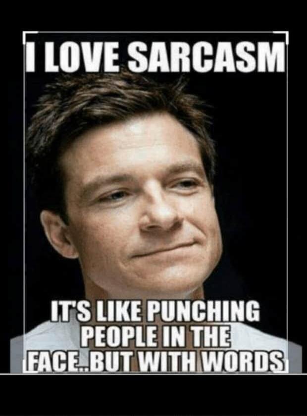 I LOVE SARCASM IT'S LIKE PUNCHING PEOPLE IN THE FACE...BUT WITH WORDS