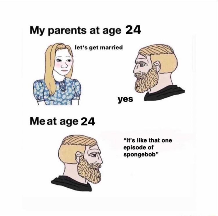 My parents at age 24 yes Meat age 24 Its like that one
