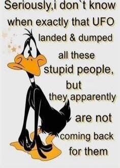 Seriously, i don't know when exactly that UFO landed & dumped all these stupid people, but they apparently are not coming back for them