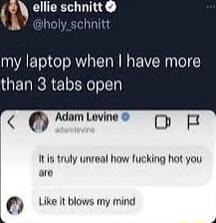 CUIEETLITIE chnitt Y I my laptop when have more than 3 tabs open Ry Adam Lovine DR It I8 truly unreal how fucking hot you are Like it blows my mind L 4