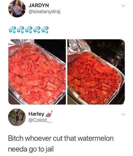 JARDYN sixelanydraj YN R Harley 4 Coldd Bitch whoever cut that watermelon needa go to jail