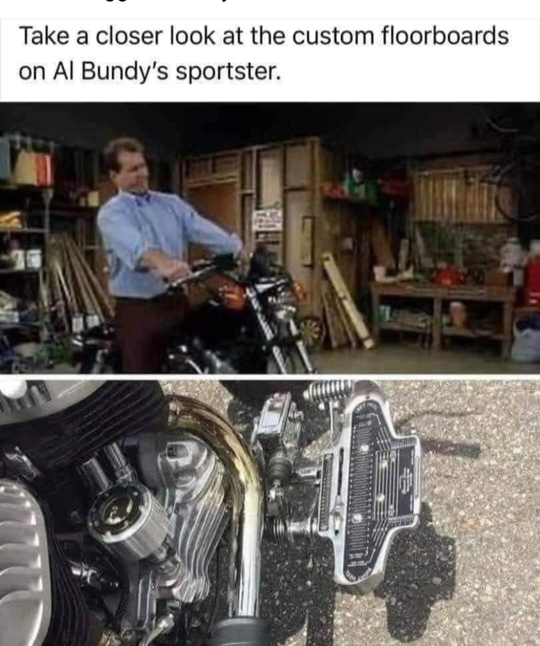 Take a closer look at the custom floorboards on Al Bundys sportster