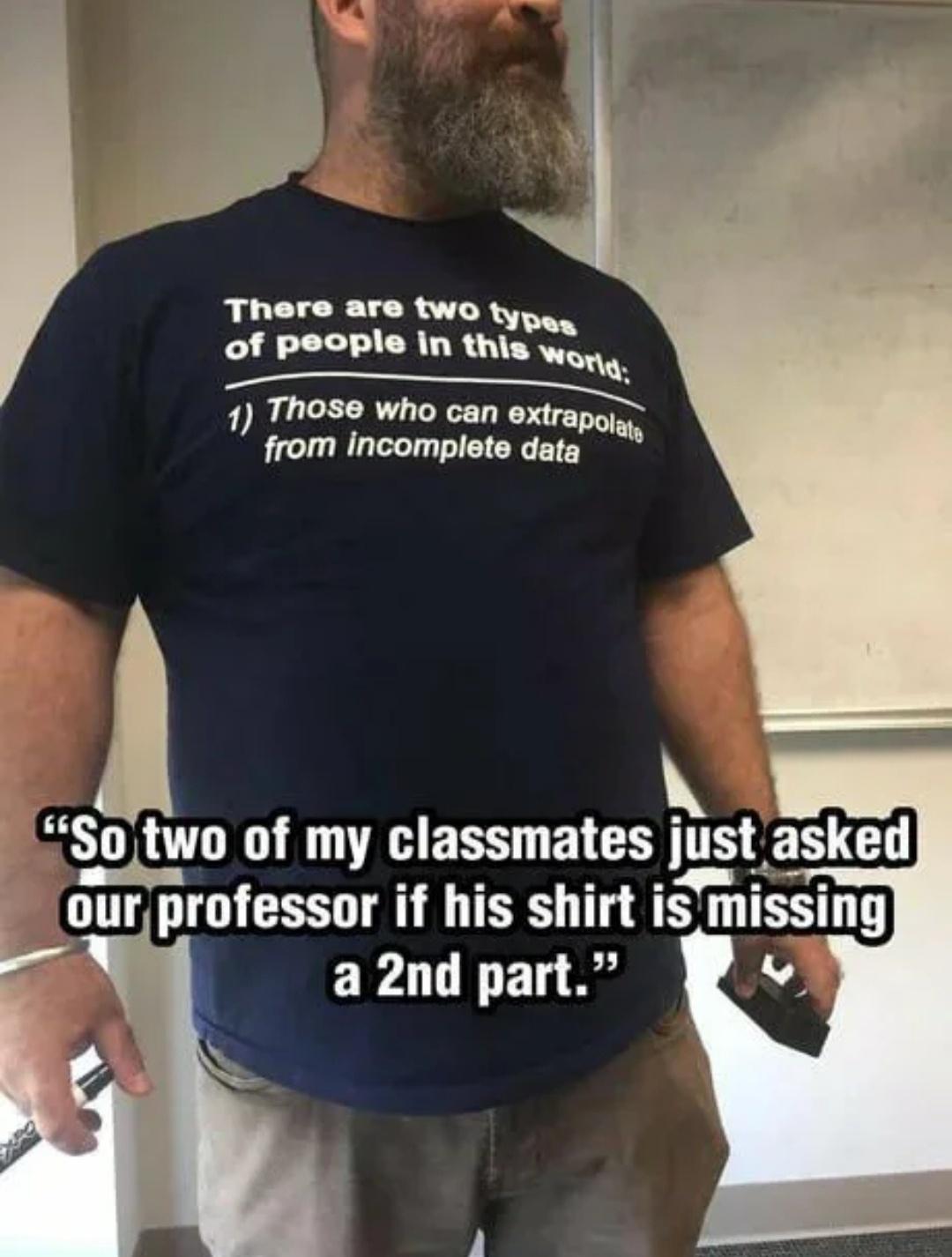 of people in m _ 7 Those who can extra U from incomplete data Mm E RS F R TEE R ourprofessor if his shirt isTmissing a 2nd part