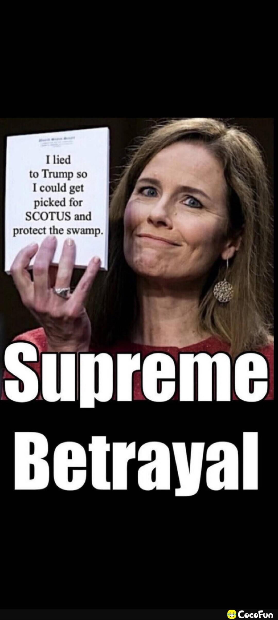I lied to Trump so I could get picked for SCOTUS and protect the swamp. Supreme Betrayal
