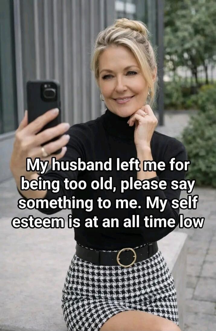 My husband left me for being too old, please say something to me. My self esteem is at an all time low