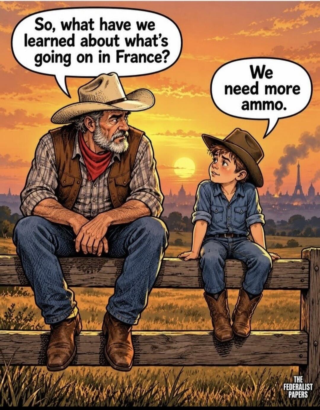 So, what have we learned about what's going on in France? We need more ammo. THE FEDERALIST PAPERS