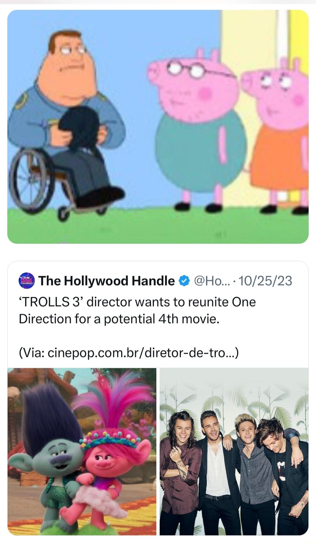 The Hollywood Handle Ho 102523 TROLLS 3 director wants to reunite One Direction for a potential 4th movie Via cinepopcombrdiretor de tro