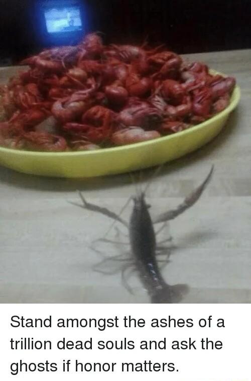 Stand amongst the ashes of a trillion dead souls and ask the ghosts if honor matters