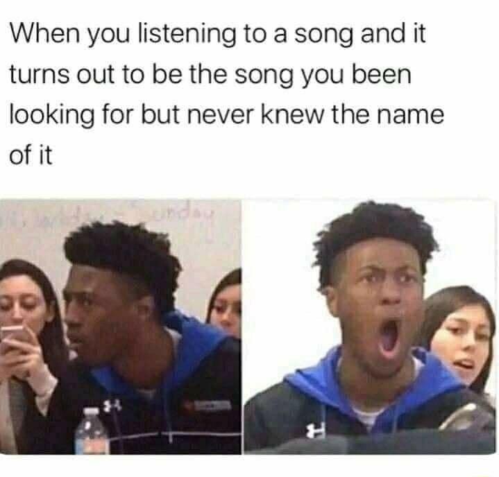 When you listening to a song and it turns out to be the song you been looking for but never knew the name of it