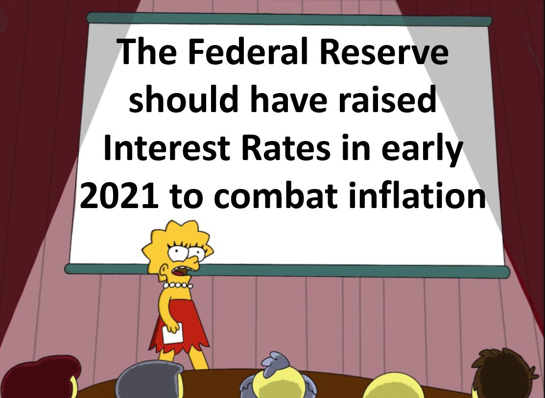 The Federal Reserve should have raised Interest Rates in early 2021 to combat inflation