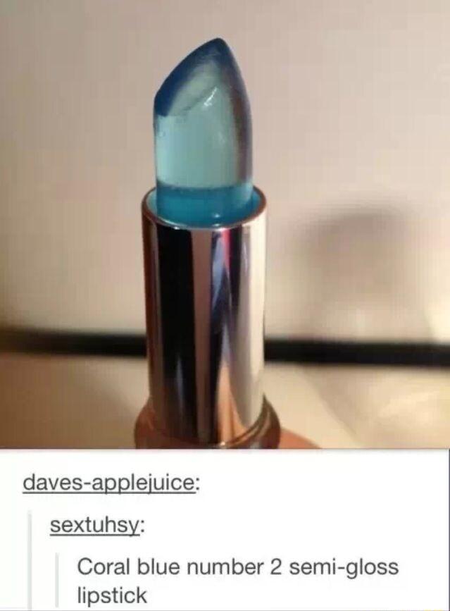 daves applejuice sextuhsy Coral blue number 2 semi gloss lipstick