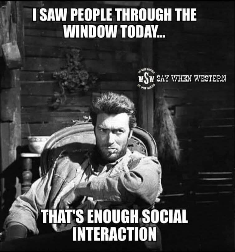 I SAW PEOPLE THROUGH THE WINDOW TODAY... THAT'S ENOUGH SOCIAL INTERACTION