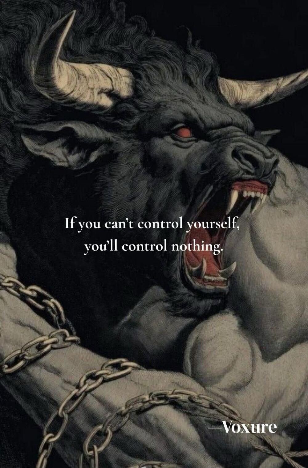 If you can't control yourself, you'll control nothing. Voxure