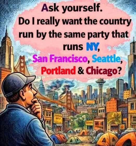 Ask yourself. Do I really want the country run by the same party that runs NY, San Francisco, Seattle, Portland & Chicago?