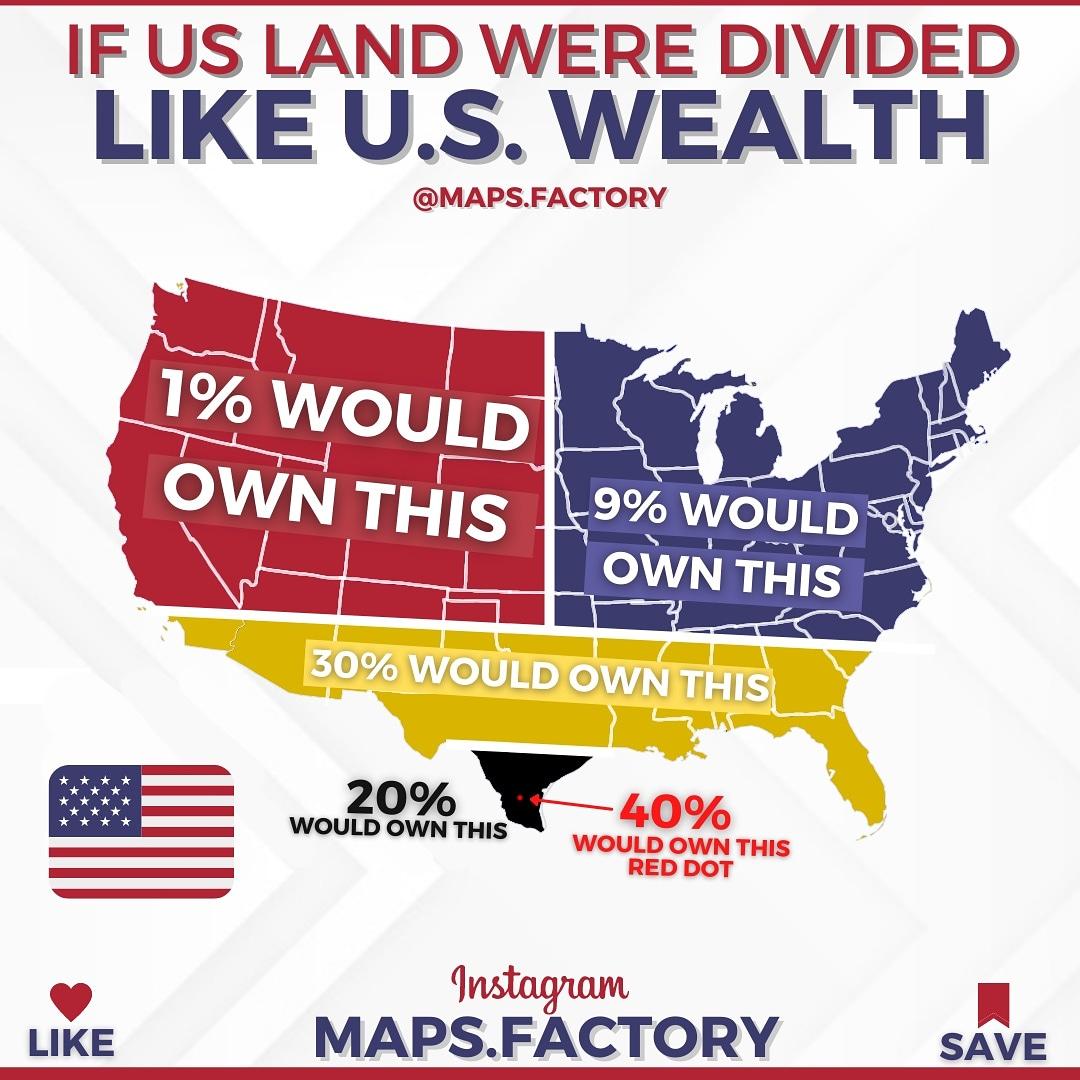 IF US LAND WERE DIVIDE IKE US WEALTH MAPSFACTORY 7 ii A 9 WOULD Instagram LIKE MAPSFACTORY SAVE