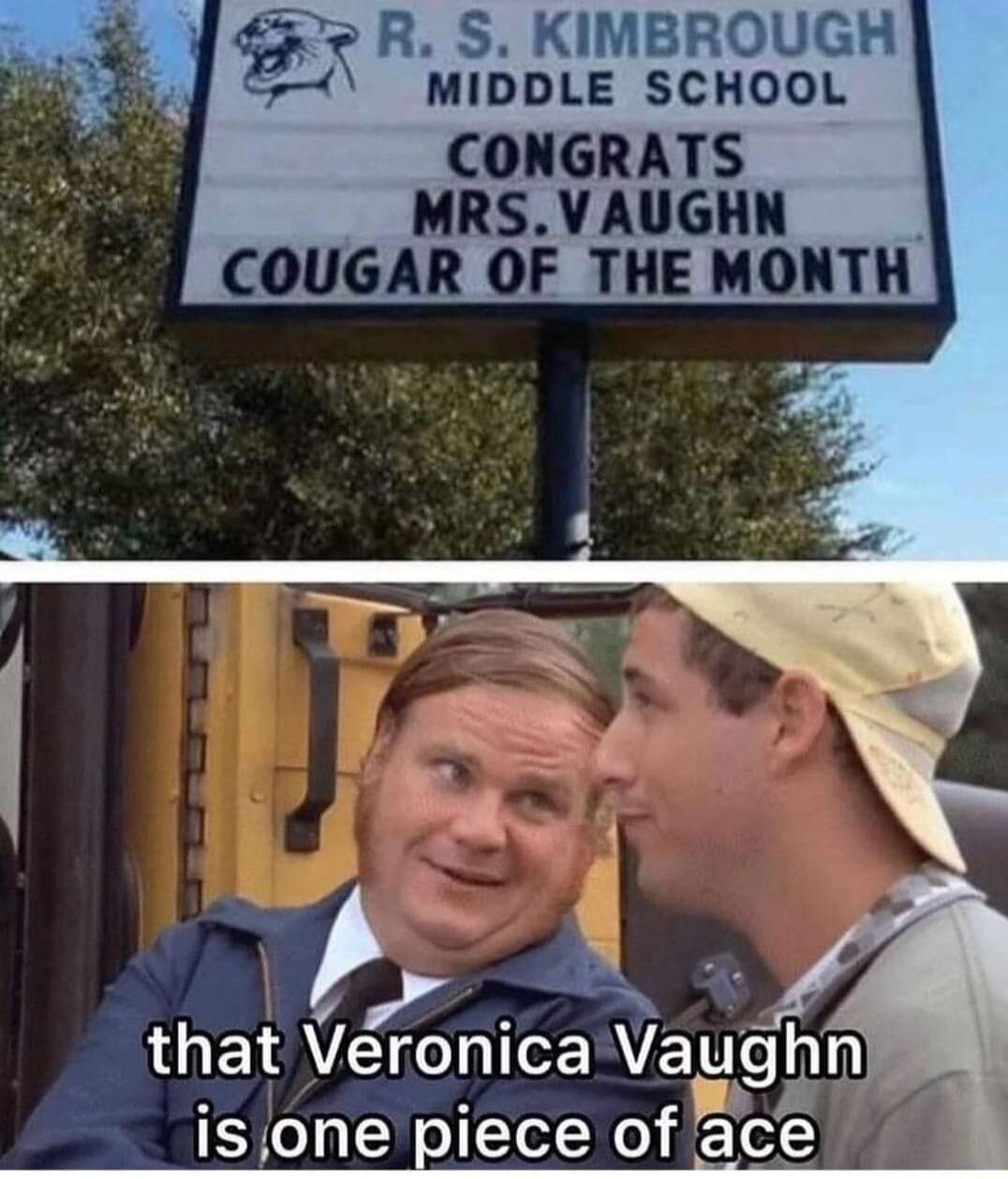 PS KIMBROUGH MIDDLE SCHOOL CONGRATS MRSVAUGHN COUGAR OF THE MONTH that Veronica Vaugi isjone piece of e