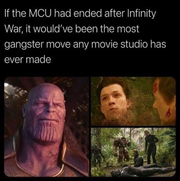 If the MCU had ended after Infinity War it wouldve been the most gangster move any movie studio has ever made