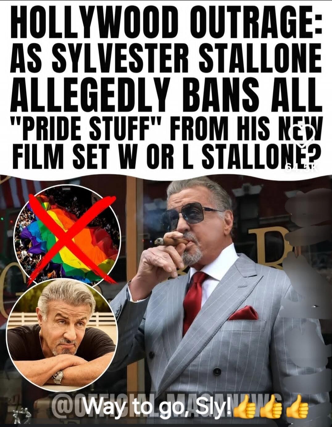HOLLYWOOD OUTRAGE: AS SYLVESTER STALLONE ALLEGEDLY BANS ALL 