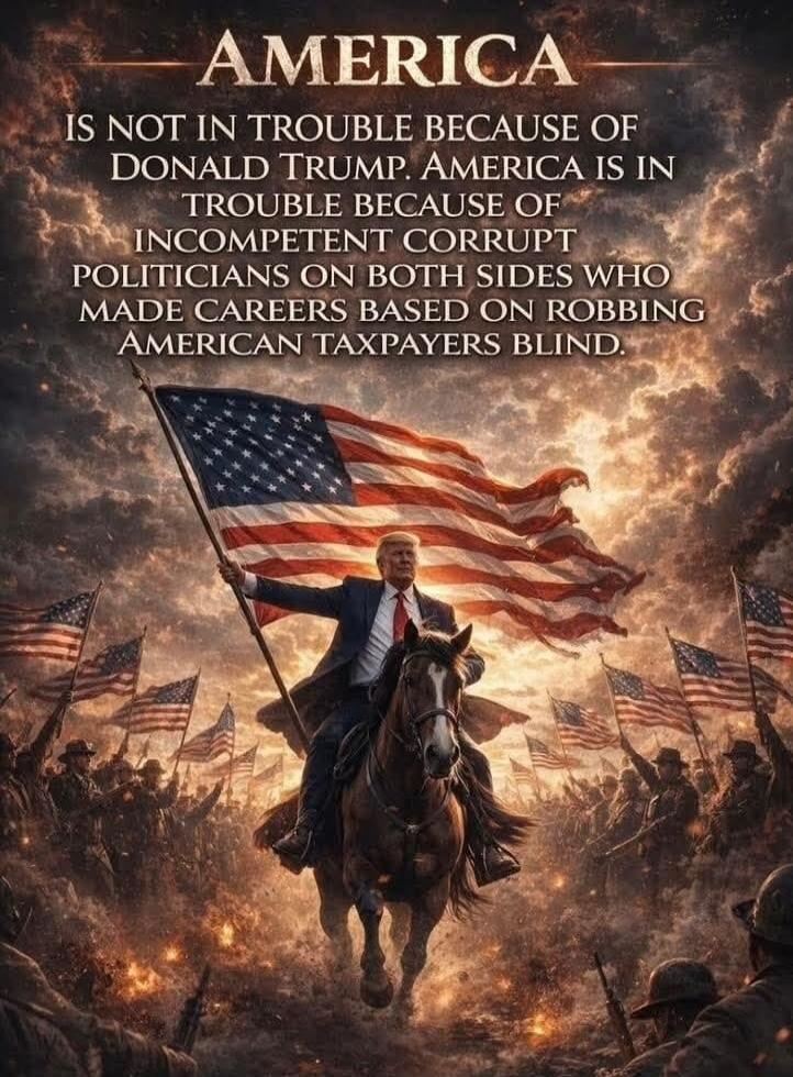 AMERICA IS NOT IN TROUBLE BECAUSE OF DONALD TRUMP. AMERICA IS IN TROUBLE BECAUSE OF INCOMPETENT CORRUPT POLITICIANS ON BOTH SIDES WHO MADE CAREERS BASED ON ROBBING AMERICAN TAXPAYERS BLIND.