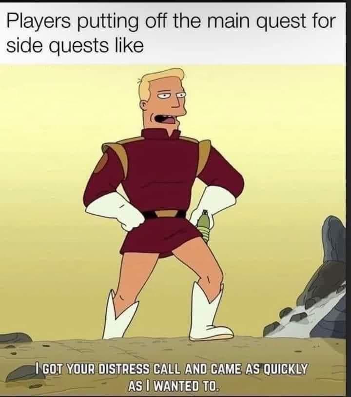 Players putting off the main quest for side quests like