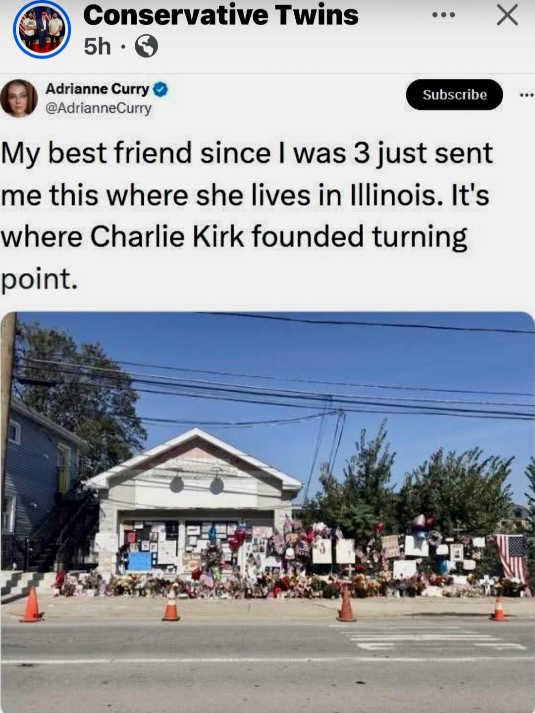 My best friend since I was 3 just sent me this where she lives in Illinois. It's where Charlie Kirk founded turning point.
