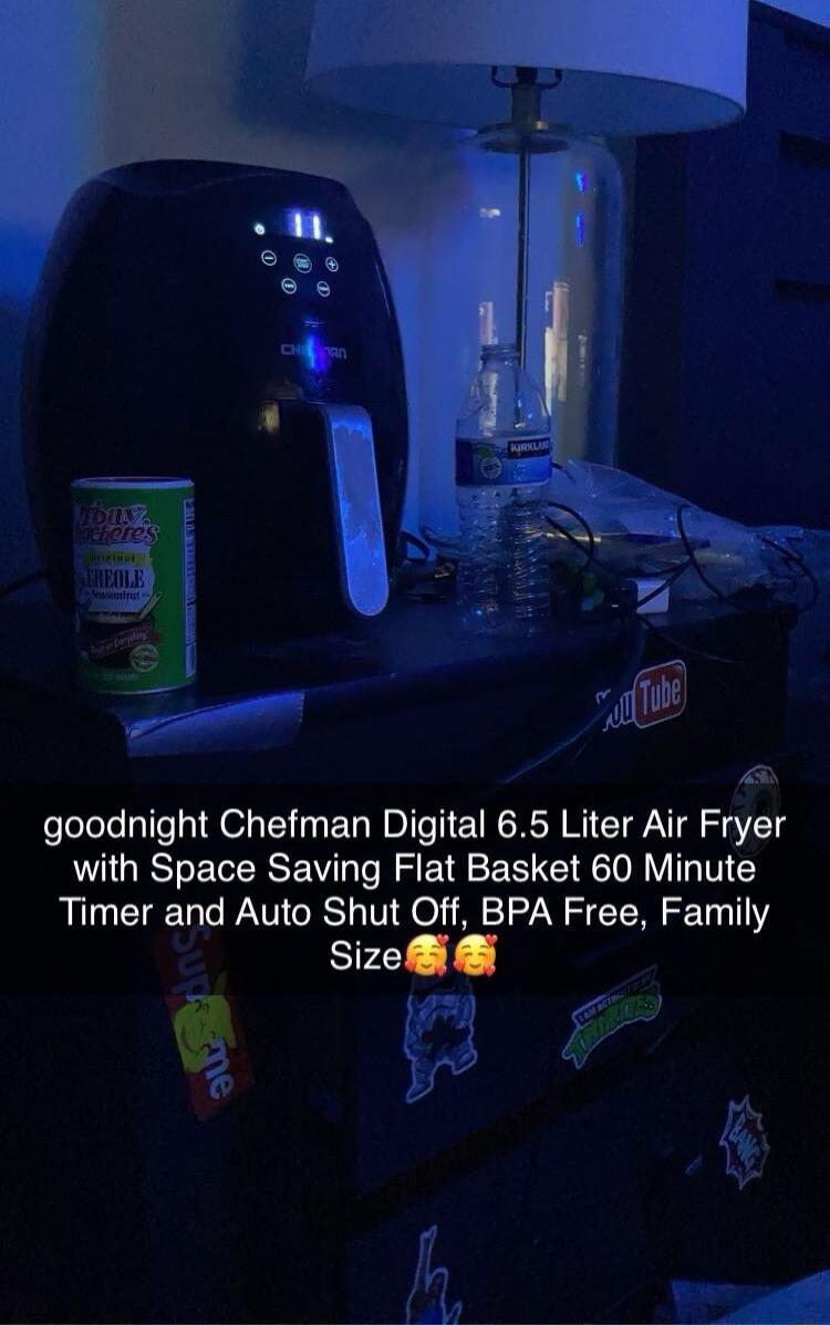 goodnight Chefman Digital 65 Liter Air Fryer with Space Saving Flat Basket 60 Minute Timer and Auto Shut Off BPA Free Family o Slze P r i